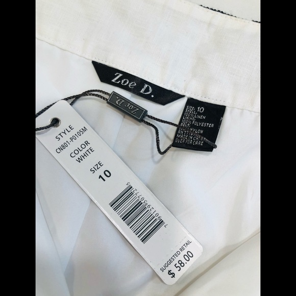 NWT Zoe D white linen pants with belt - Picture 5 of 7